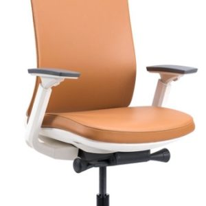 office chair with broen color and white color combination