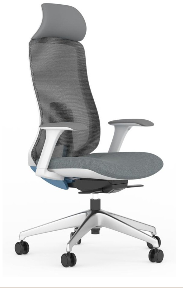 office chair in white and silver combinatiion