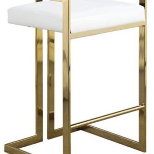 high counter chair in white and golden color