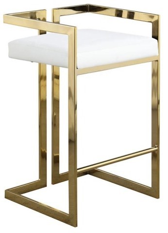 high counter chair in white and golden color